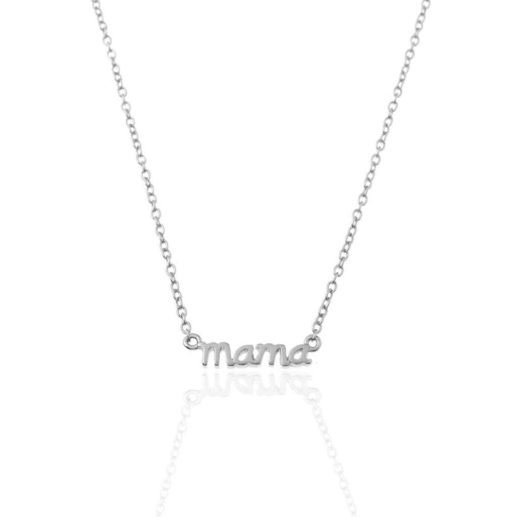 Mama Mom Mother Bar Silver Necklace